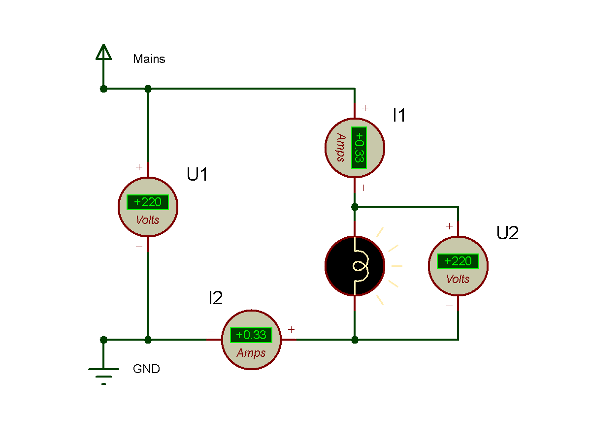 Circuit with a lightbulb