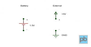 Battery and external power symbols