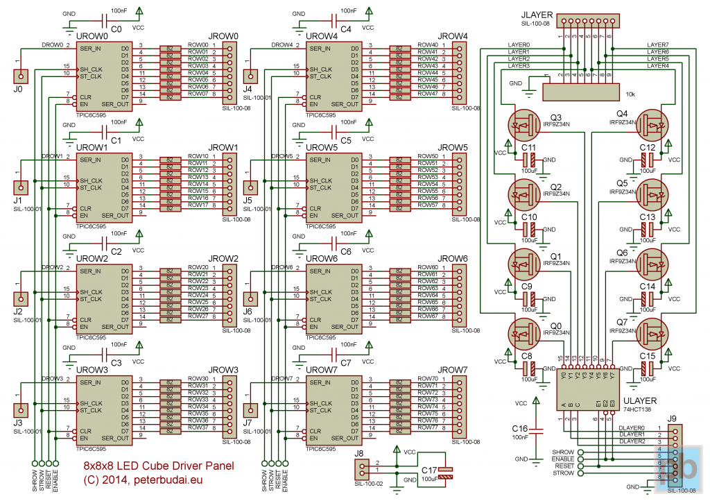 LED cube driver circuit schematic
